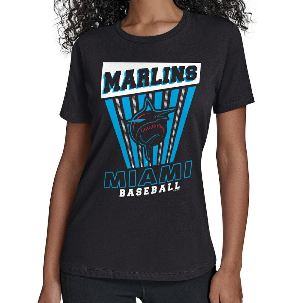 Miami Marlins Starter Women's Poster Print T-Shirt - Black - MLB Discount