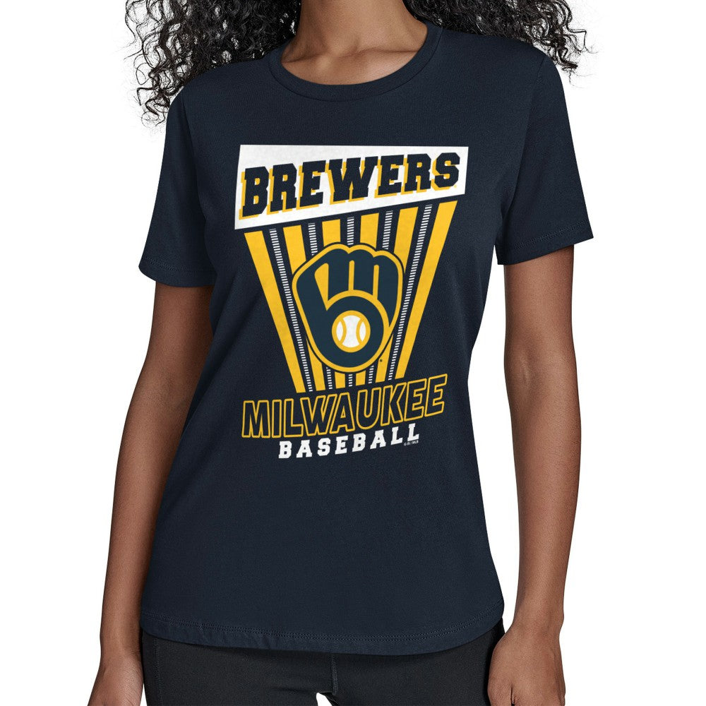 Milwaukee Brewers Starter Women's Poster Print T-Shirt - Navy - MLB on Sale