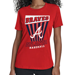 Atlanta Braves Starter Women's Poster Print T-Shirt - Red - MLB Sale