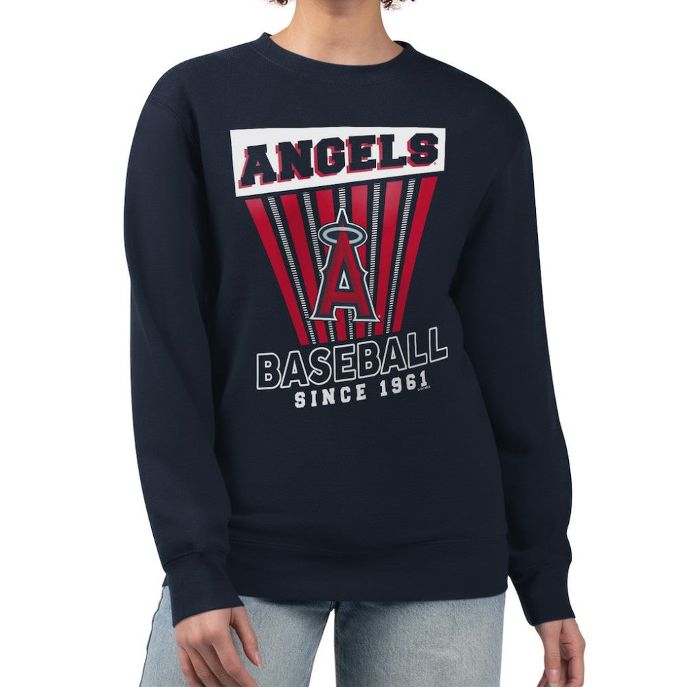 Los Angeles Angels Starter Women's Poster Print Pullover Sweatshirt - Navy - MLB Lifestyle