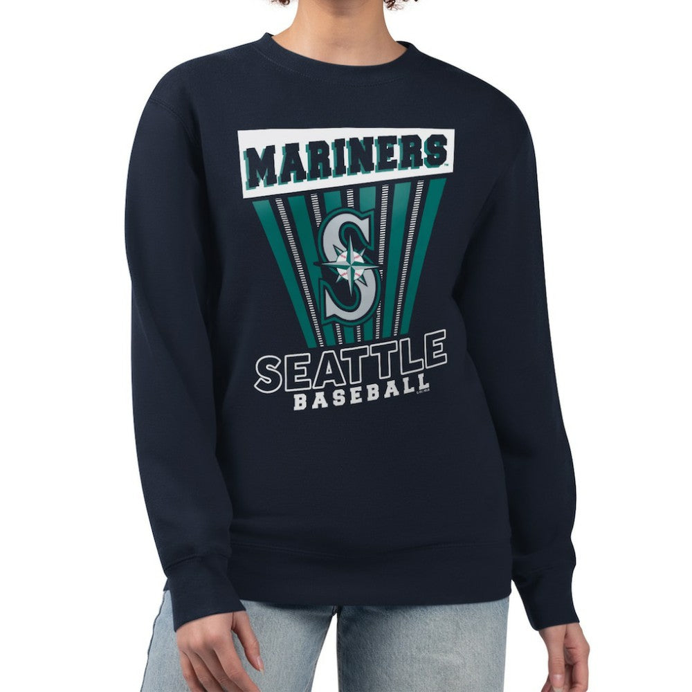 Seattle Mariners Starter Women's Poster Print Pullover Sweatshirt - Navy - MLB Sale
