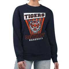 Detroit Tigers Starter Women's Poster Print Pullover Sweatshirt - Navy - MLB on Sale