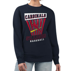 St. Louis Cardinals Starter Women's Poster Print Pullover Sweatshirt - Navy - MLB Sale