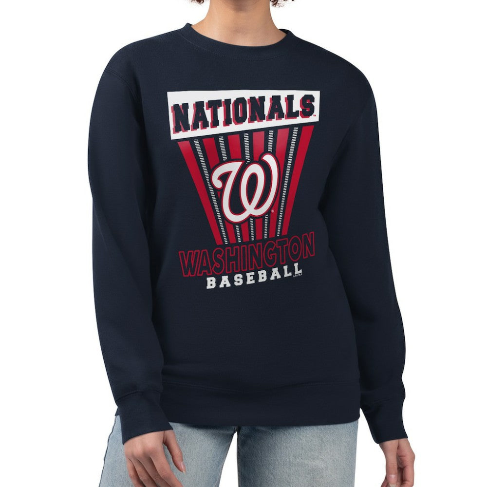 Washington Nationals Starter Women's Poster Print Pullover Sweatshirt - Navy - MLB Discount