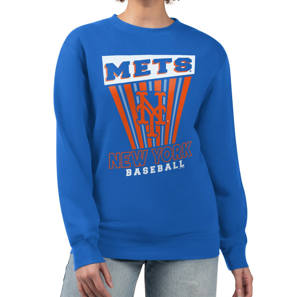 New York Mets Starter Women's Poster Print Pullover Sweatshirt - Royal - MLB Discount