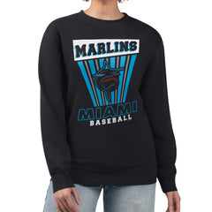 Miami Marlins Starter Women's Poster Print Pullover Sweatshirt - Black - MLB Lifestyle