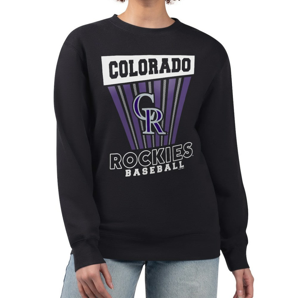 Colorado Rockies Starter Women's Poster Print Pullover Sweatshirt - Black - MLB Lifestyle