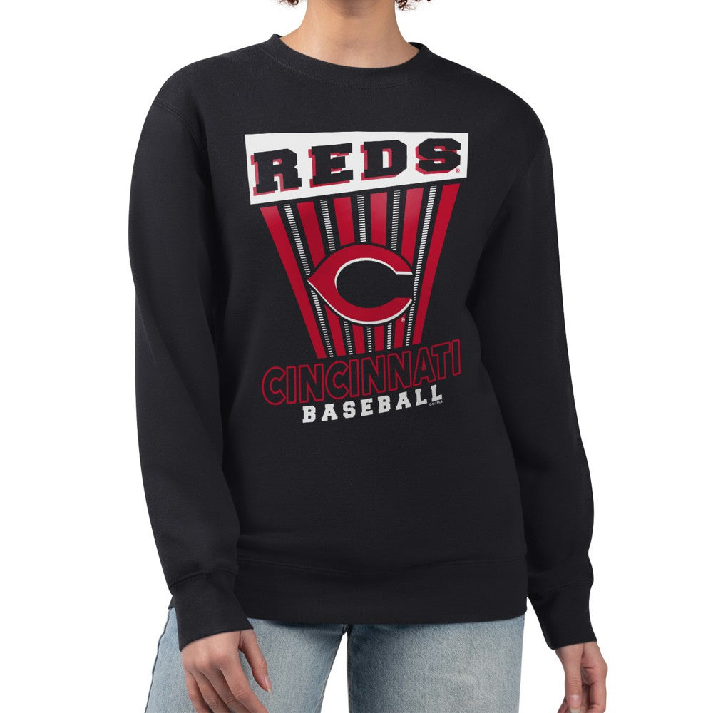 Cincinnati Reds Starter Women's Poster Print Pullover Sweatshirt - Black - MLB Lifestyle