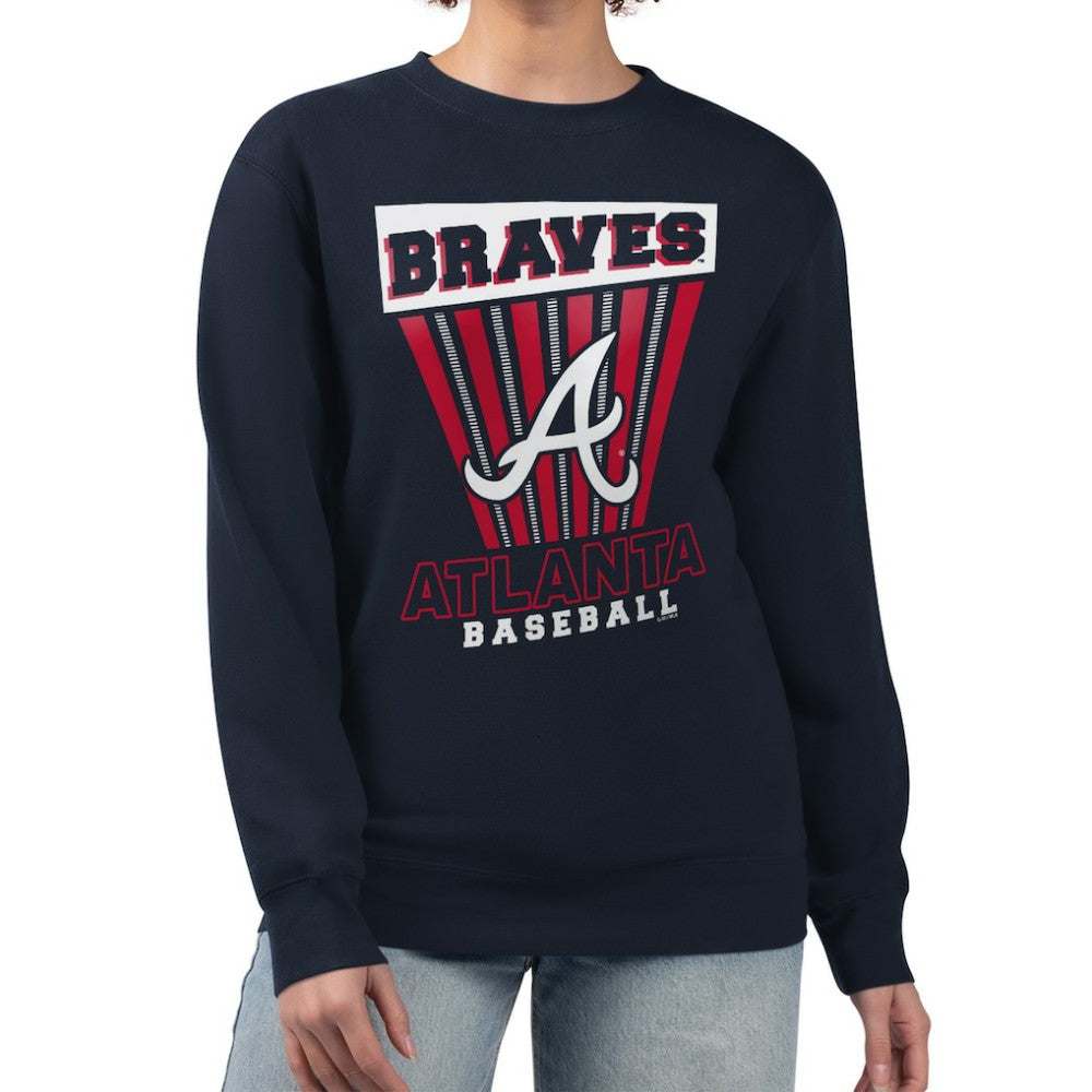 Atlanta Braves Starter Women's Poster Print Pullover Sweatshirt - Navy - MLB on Sale