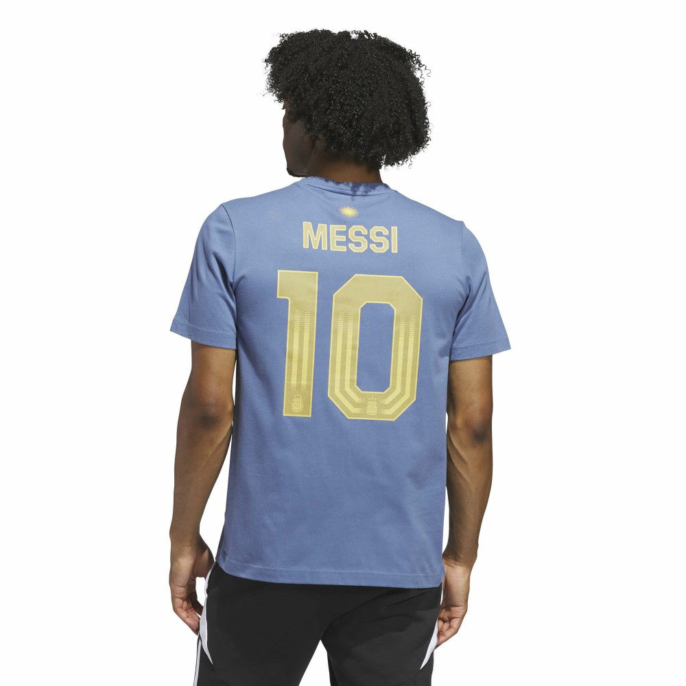 Lionel Messi Argentina National Team Name & Number T-Shirt Blue - Adidas