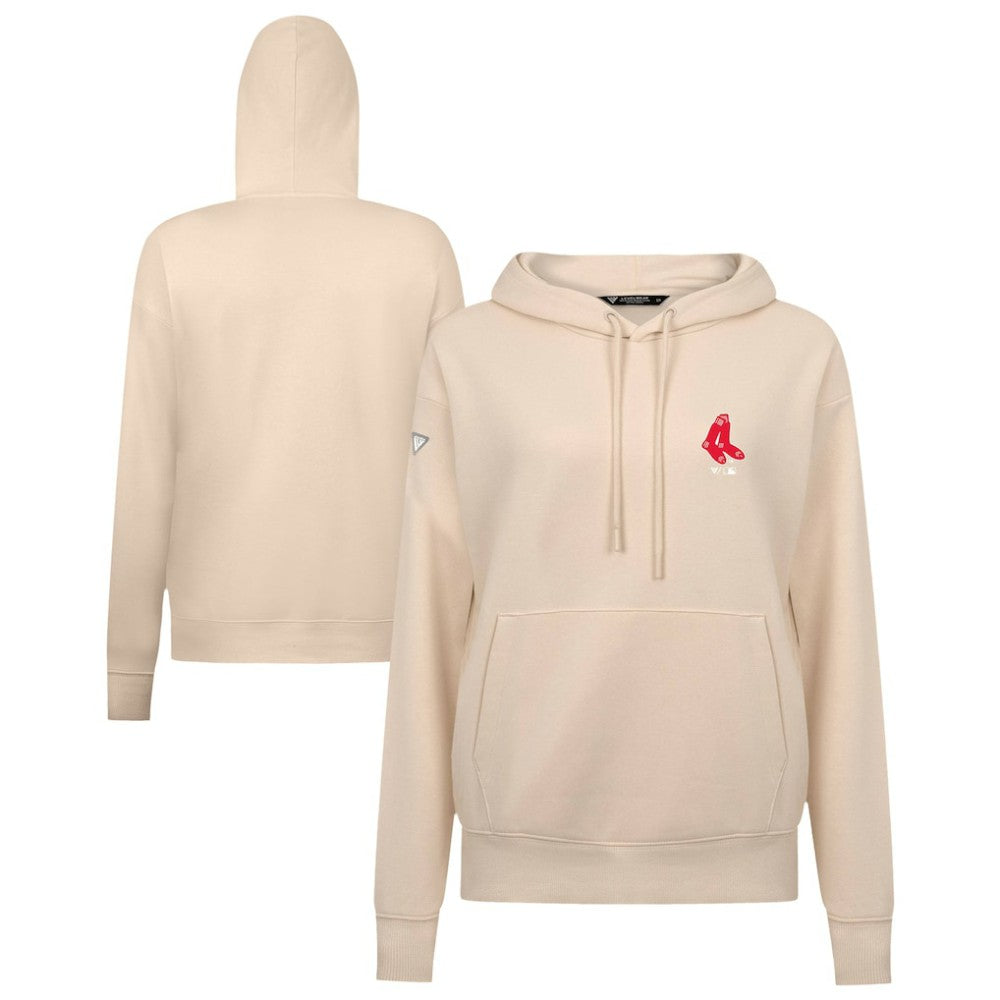 Boston Red Sox Levelwear Women's Cooperstown Collection Adorn Core Logo Pullover Hoodie - Khaki - MLB Discount