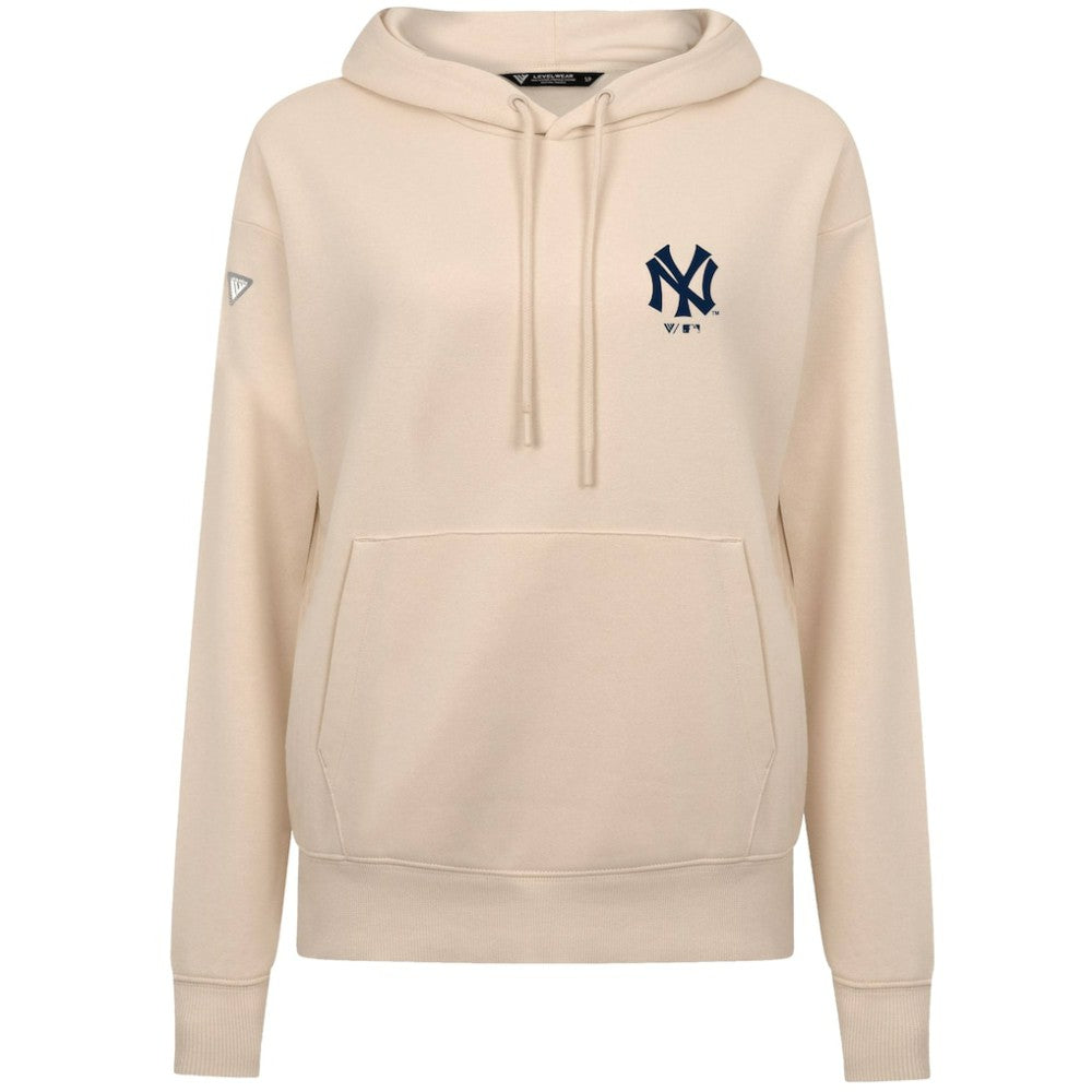 New York Yankees Levelwear Women's Cooperstown Collection Adorn Core Logo Pullover Hoodie - Khaki - MLB Discount