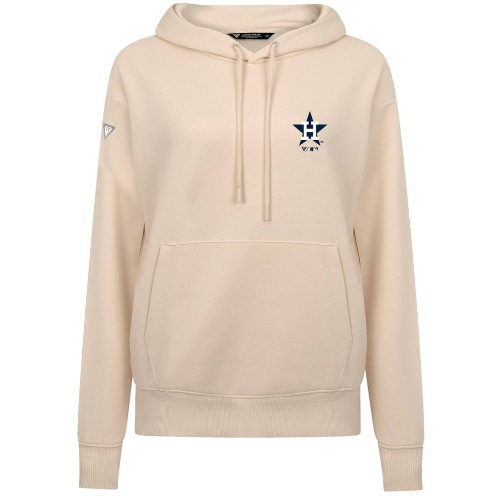 Houston Astros Levelwear Women's Cooperstown Collection Adorn Core Logo Pullover Hoodie - Khaki - MLB Lifestyle