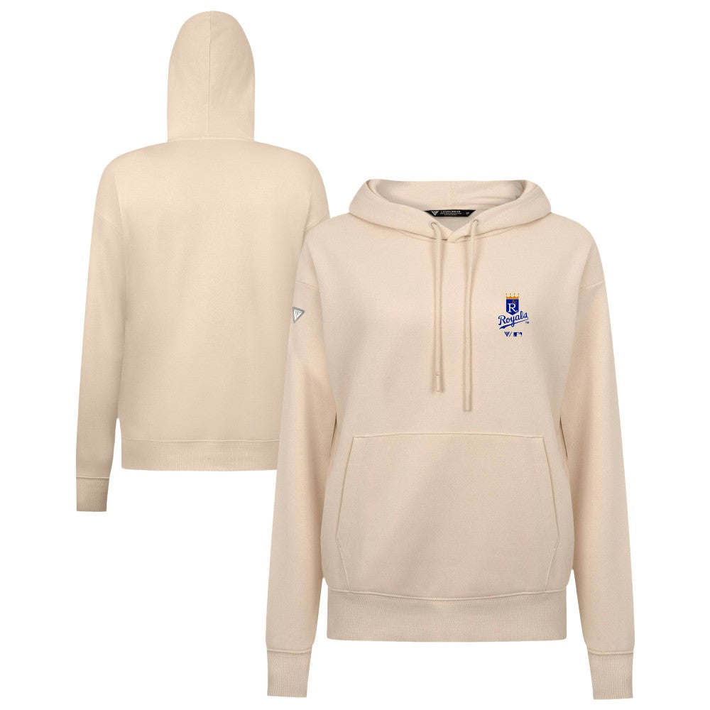 Kansas City Royals Levelwear Women's Cooperstown Collection Adorn Core Logo Pullover Hoodie - Khaki - MLB Lifestyle