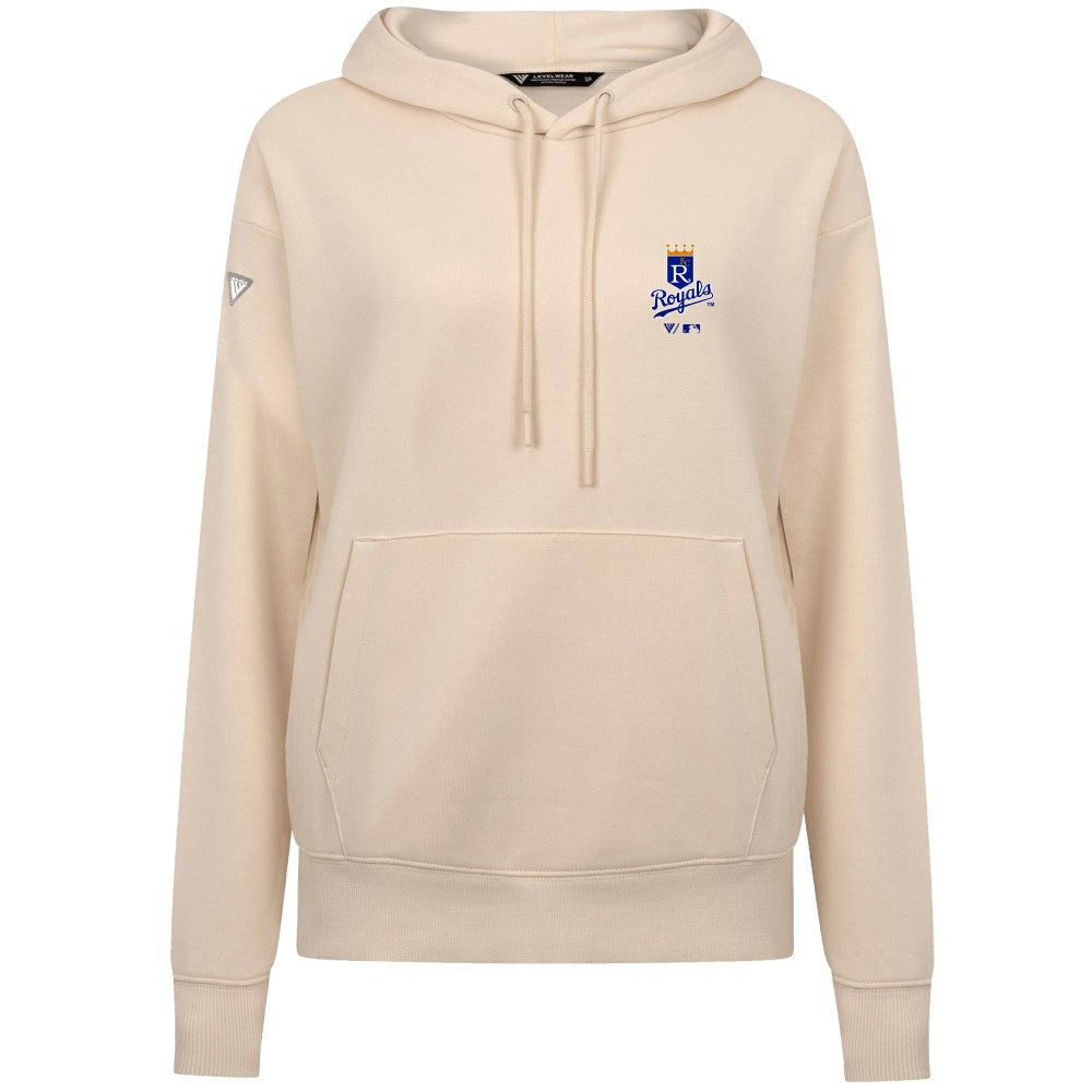 Kansas City Royals Levelwear Women's Cooperstown Collection Adorn Core Logo Pullover Hoodie - Khaki - MLB Lifestyle