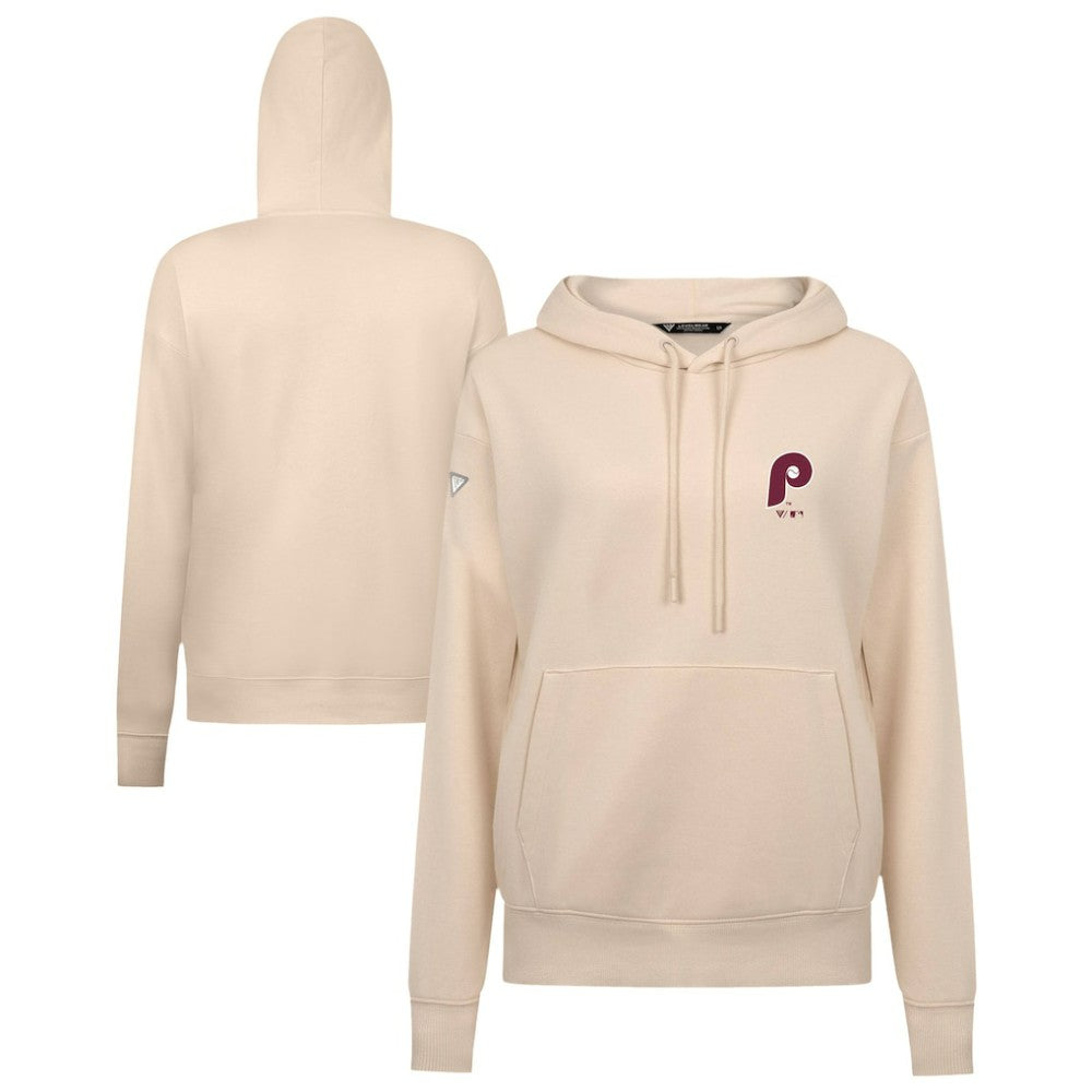 Philadelphia Phillies Levelwear Women's Cooperstown Collection Adorn Core Logo Pullover Hoodie - Khaki - MLB Discount
