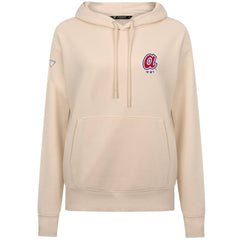 Atlanta Braves Levelwear Women's Cooperstown Collection Adorn Core Logo Pullover Hoodie - Khaki - MLB Lifestyle