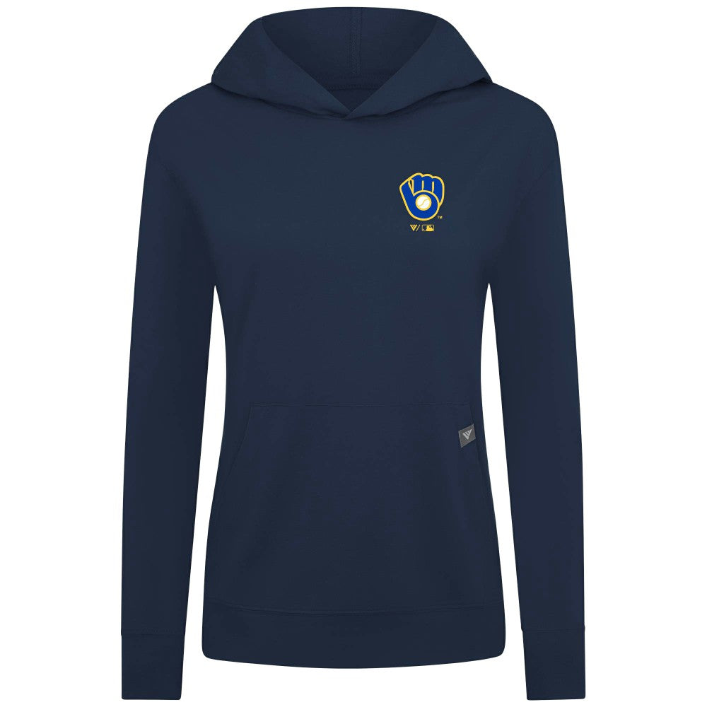 Milwaukee Brewers Levelwear Women's Cooperstown Collection Relay Core Logo Pullover Hoodie - Navy - MLB Online