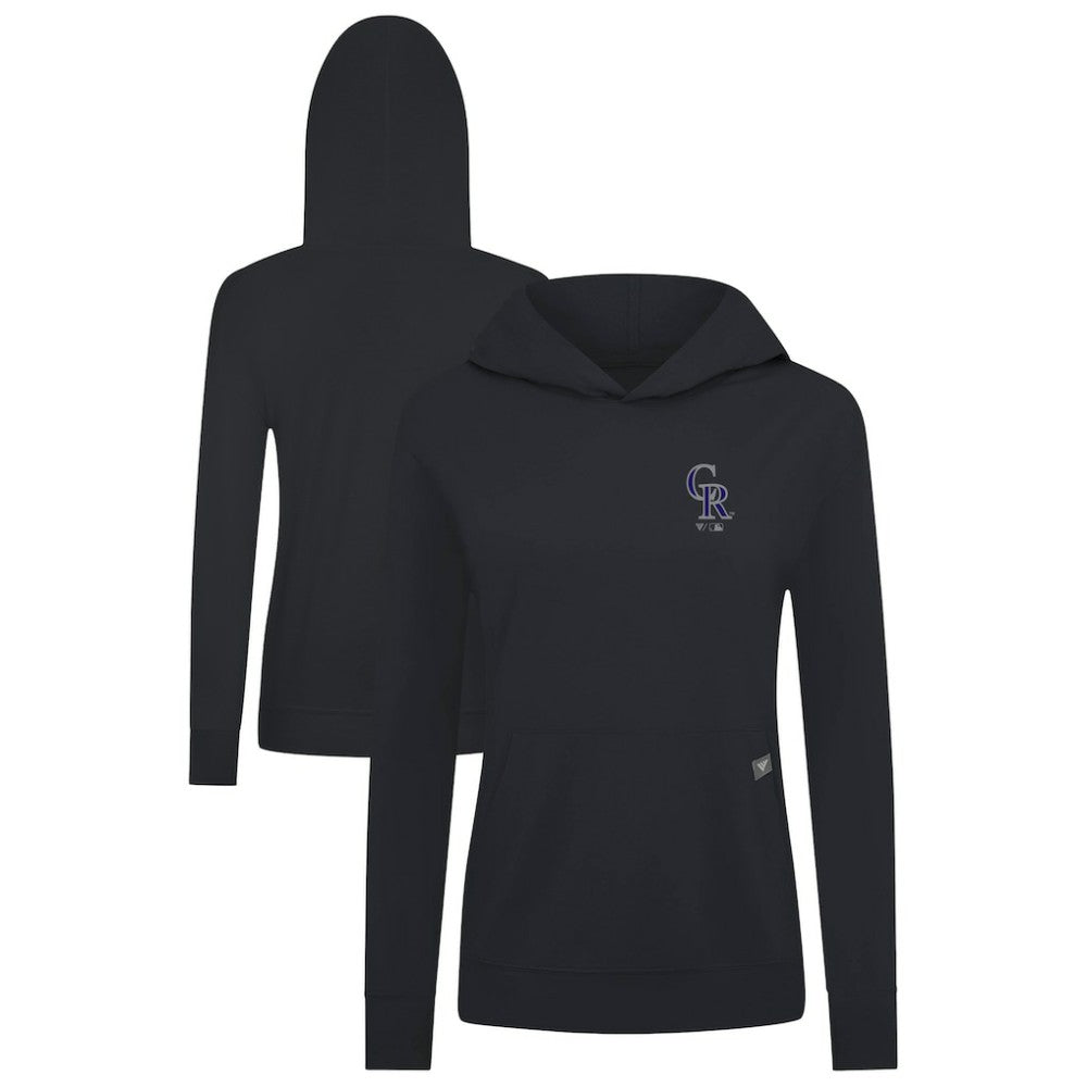 Colorado Rockies Levelwear Women's Cooperstown Collection Relay Core Logo Pullover Hoodie - Black - MLB on Sale