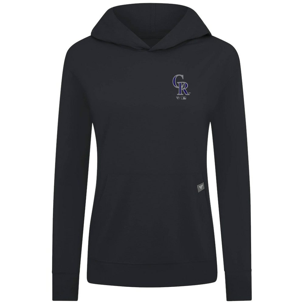 Colorado Rockies Levelwear Women's Cooperstown Collection Relay Core Logo Pullover Hoodie - Black - MLB on Sale