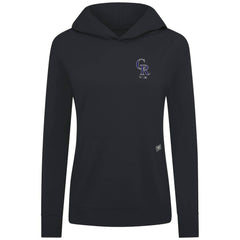 Colorado Rockies Levelwear Women's Cooperstown Collection Relay Core Logo Pullover Hoodie - Black - MLB on Sale