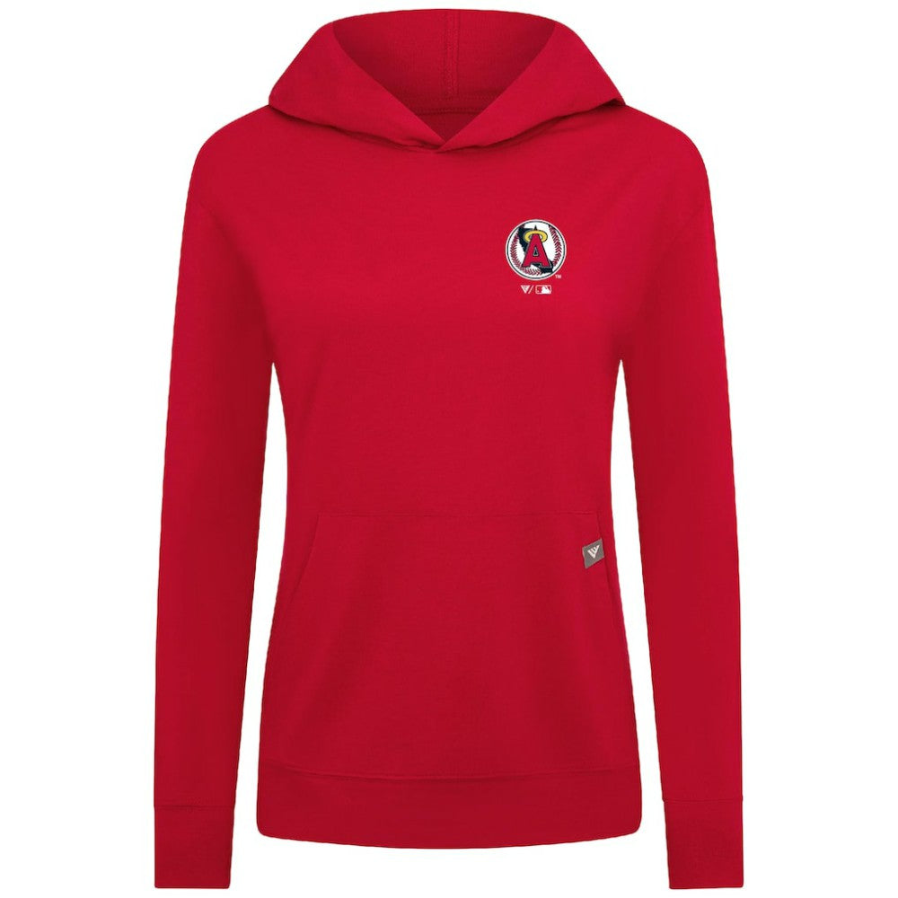 Los Angeles Angels Levelwear Women's Cooperstown Collection Relay Core Logo Pullover Hoodie - Red - MLB on Sale