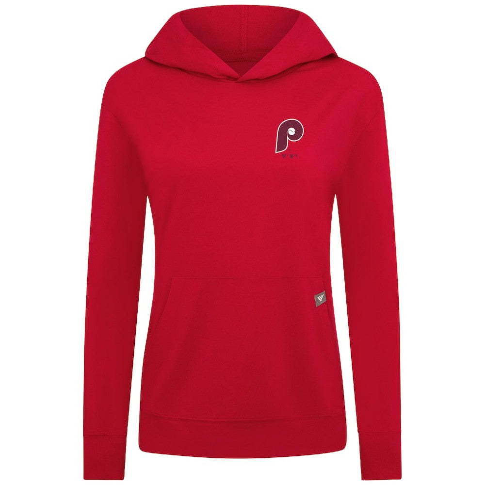 Philadelphia Phillies Levelwear Women's Cooperstown Collection Relay Core Logo Pullover Hoodie - Red - MLB on Sale