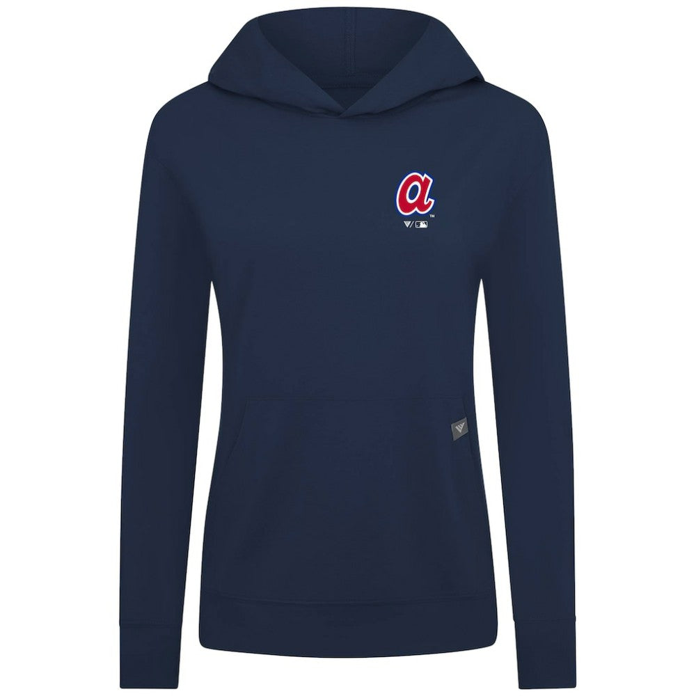 Atlanta Braves Levelwear Women's Cooperstown Collection Relay Core Logo Pullover Hoodie - Navy - MLB Sale
