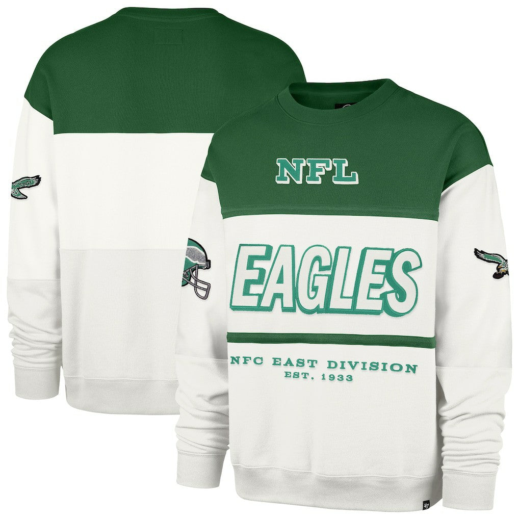 47 brand Philadelphia Eagles '47 Throwback Breeze Maximalist Sweatshirt Kelly Green/Cream