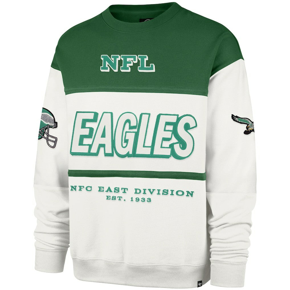 47 brand Philadelphia Eagles '47 Throwback Breeze Maximalist Sweatshirt Kelly Green/Cream