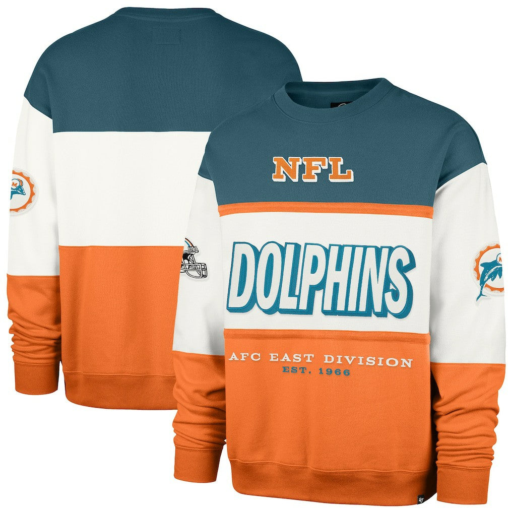 47 brand Miami Dolphins '47 Throwback Breeze Maximalist Sweatshirt Aqua/Orange