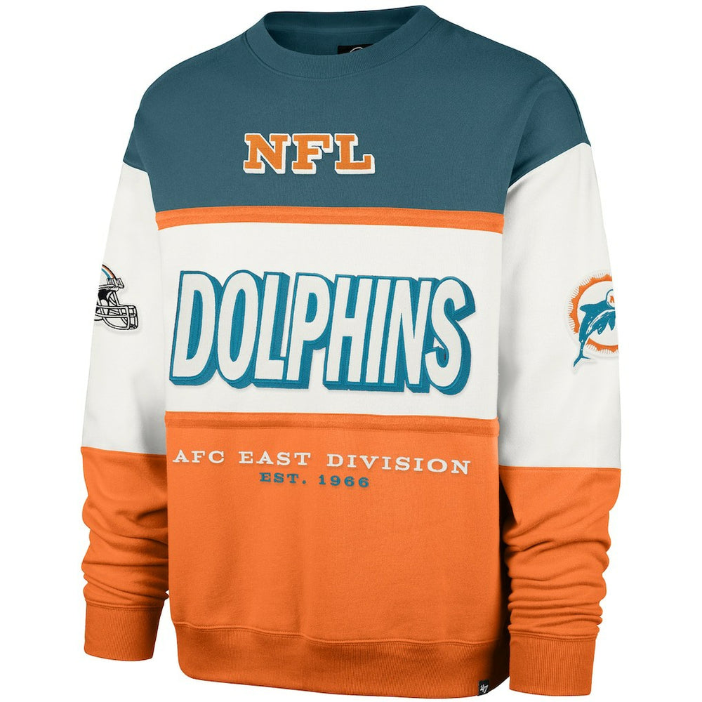 47 brand Miami Dolphins '47 Throwback Breeze Maximalist Sweatshirt Aqua/Orange