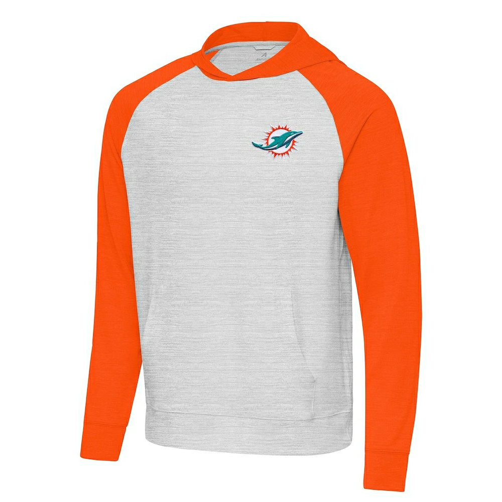 Miami Dolphins Antigua Urgent Pullover Hoodie Gray/Orange