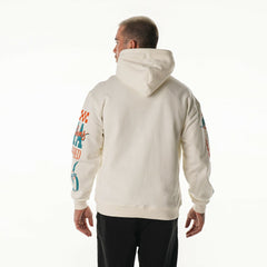 Miami Dolphins The Wild Collective Unisex Stacked Graphic Sleeve Fleece Hoodie Cream