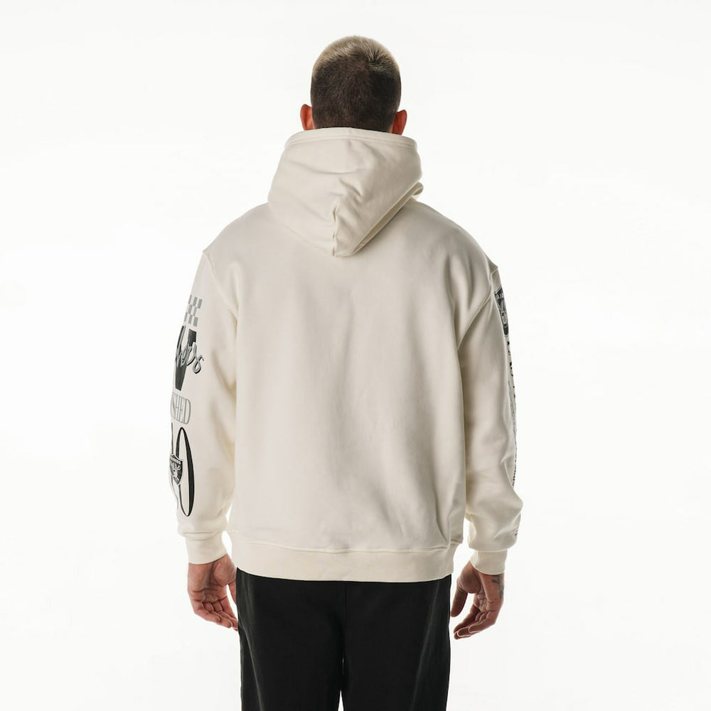 Las Vegas Raiders The Wild Collective Unisex Stacked Graphic Sleeve Fleece Hoodie Cream