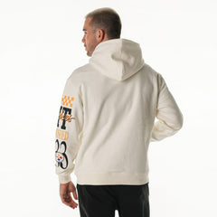 Pittsburgh Steelers The Wild Collective Unisex Stacked Graphic Sleeve Fleece Hoodie Cream