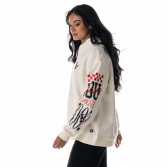 Houston Texans The Wild Collective Unisex Stacked Graphic Sleeve Fleece Hoodie Cream