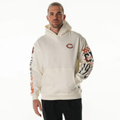 Chicago Bears The Wild Collective Unisex Stacked Graphic Sleeve Fleece Hoodie Cream