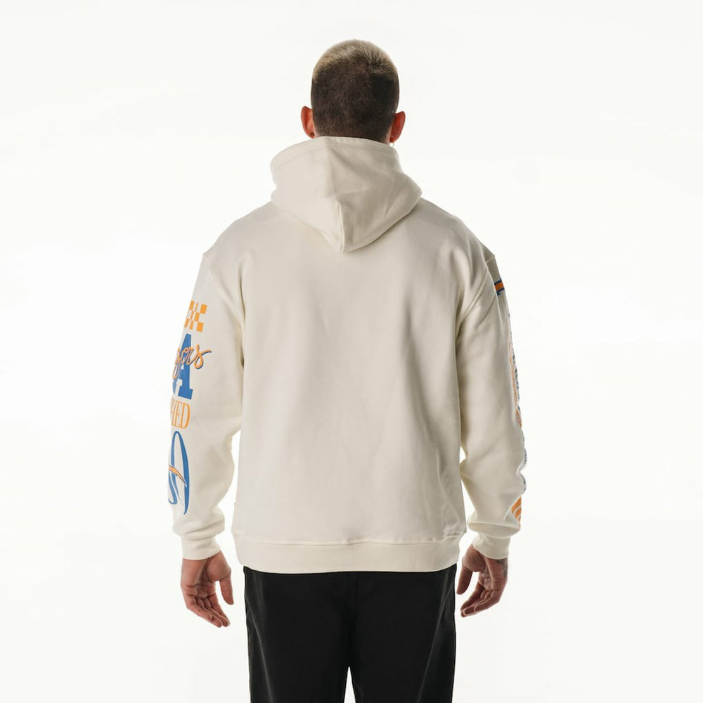 Los Angeles Chargers The Wild Collective Unisex Stacked Graphic Sleeve Fleece Hoodie Cream