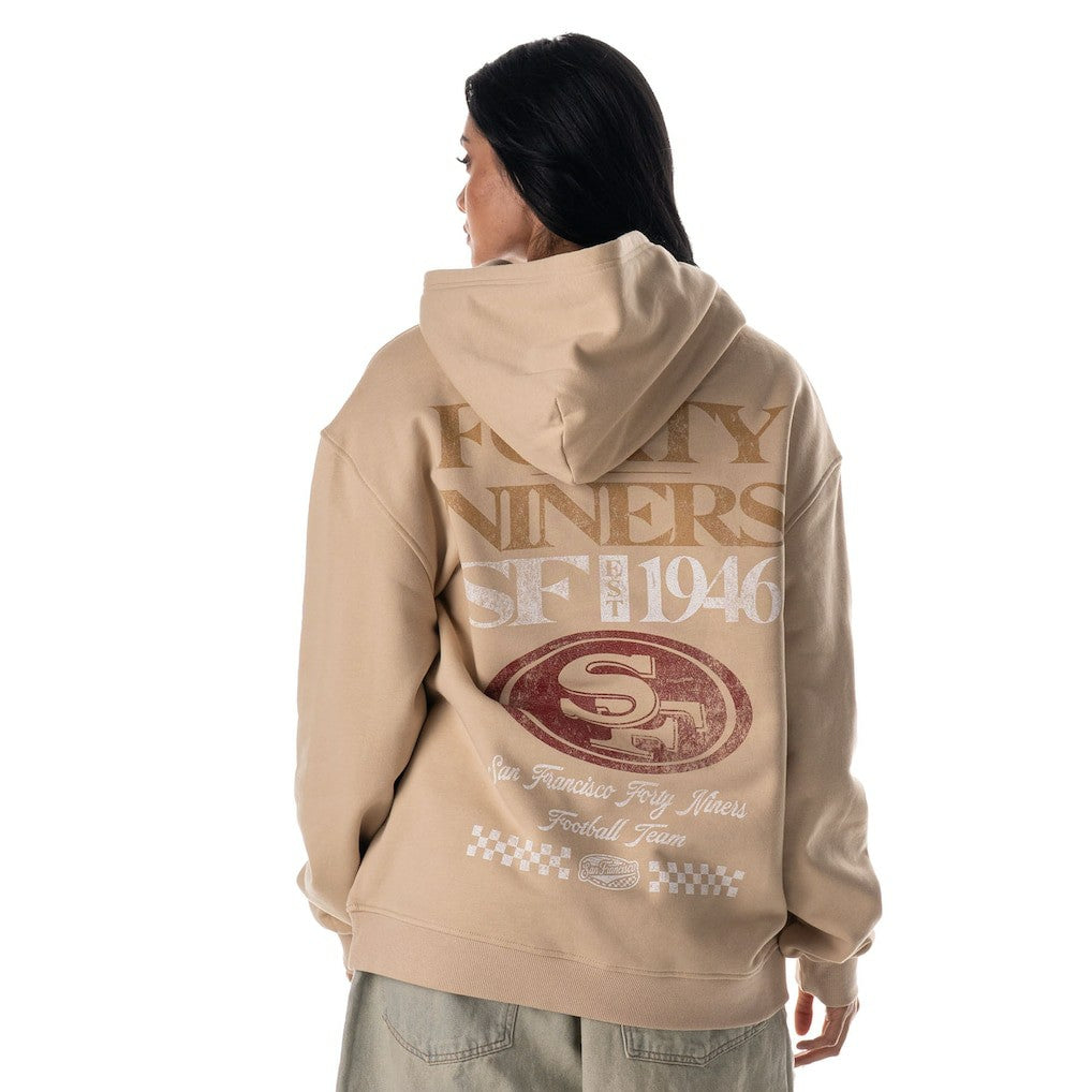 San Francisco 49ers The Wild Collective Unisex Oversized Graphic Fleece Hoodie Tan