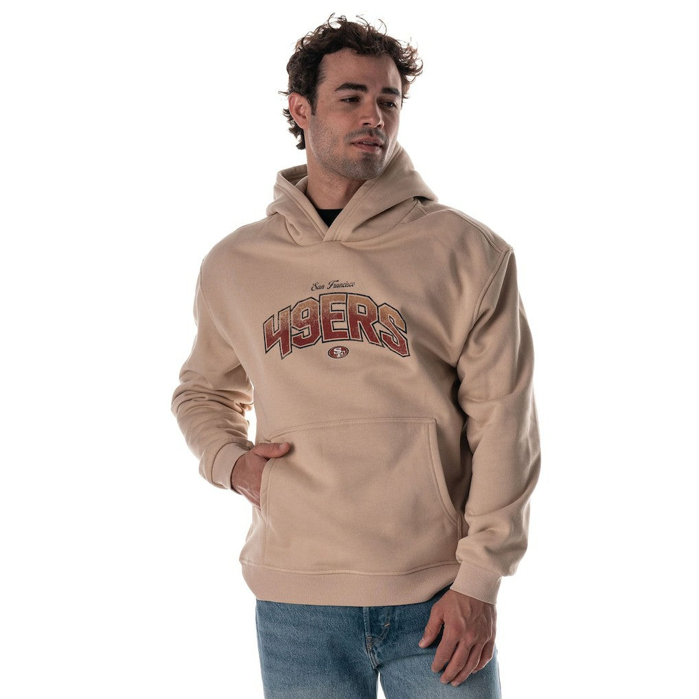 San Francisco 49ers The Wild Collective Unisex Oversized Graphic Fleece Hoodie Tan