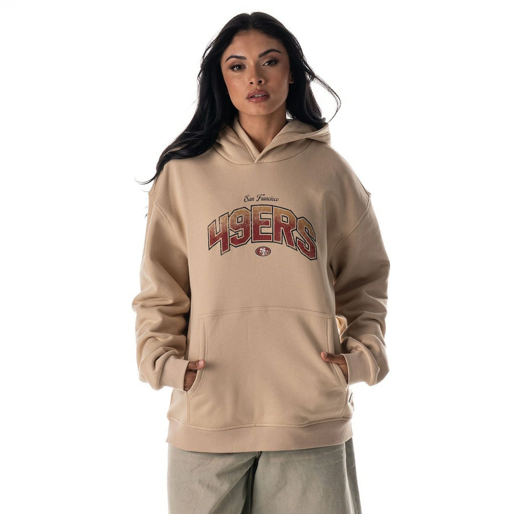 San Francisco 49ers The Wild Collective Unisex Oversized Graphic Fleece Hoodie Tan