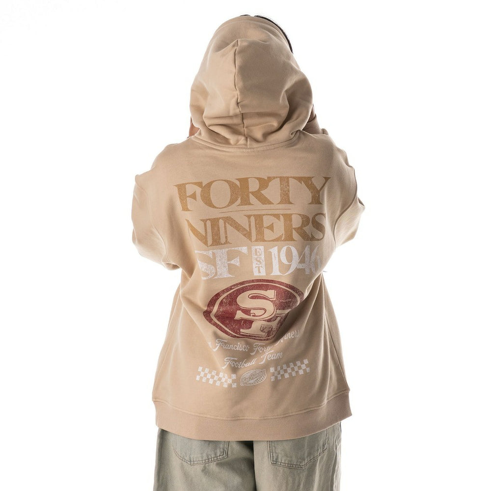 San Francisco 49ers The Wild Collective Unisex Oversized Graphic Fleece Hoodie Tan