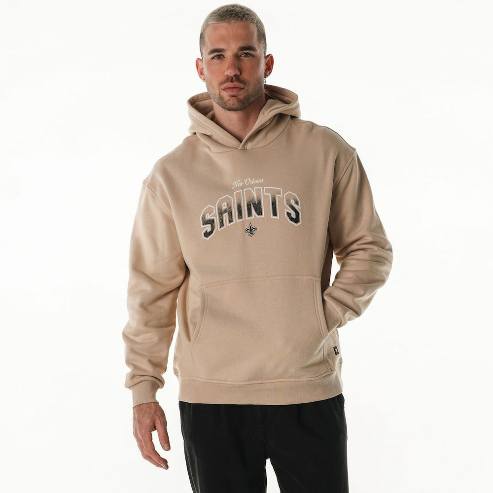 New Orleans Saints The Wild Collective Unisex Oversized Graphic Fleece Hoodie Tan