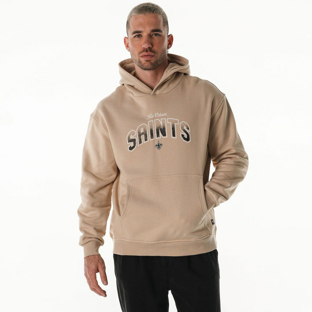 New Orleans Saints The Wild Collective Unisex Oversized Graphic Fleece Hoodie Tan