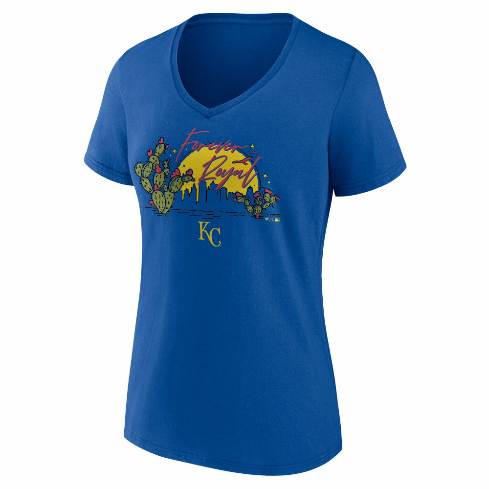 Kansas City Royals Women's Forever Royal Cactus V-Neck T-Shirt - Royal - MLB Sale
