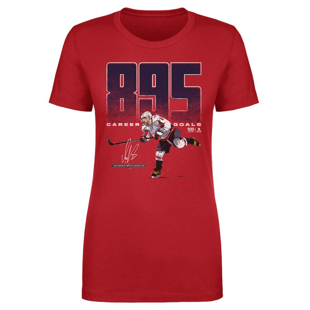 Alexander Ovechkin Washington Capitals 500 Level Women's NHL All-Time Leading Goal Scorer Bold T-Shirt - Red - NHL 203089723