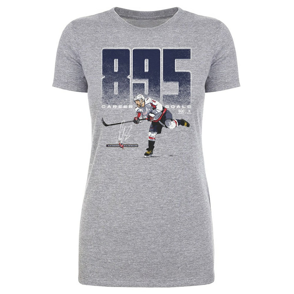 Alexander Ovechkin Washington Capitals 500 Level Women's NHL All-Time Leading Goal Scorer Bold T-Shirt - Heather Gray - NHL 203089724