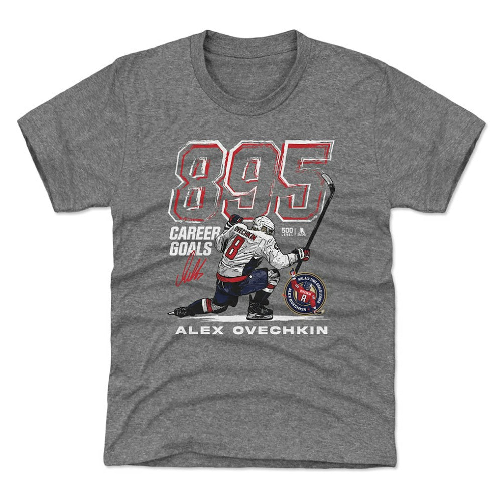 Alexander Ovechkin Washington Capitals 500 Level Youth NHL All-Time Leading Goal Scorer Grunge T-Shirt - Gray - NHL 203089726