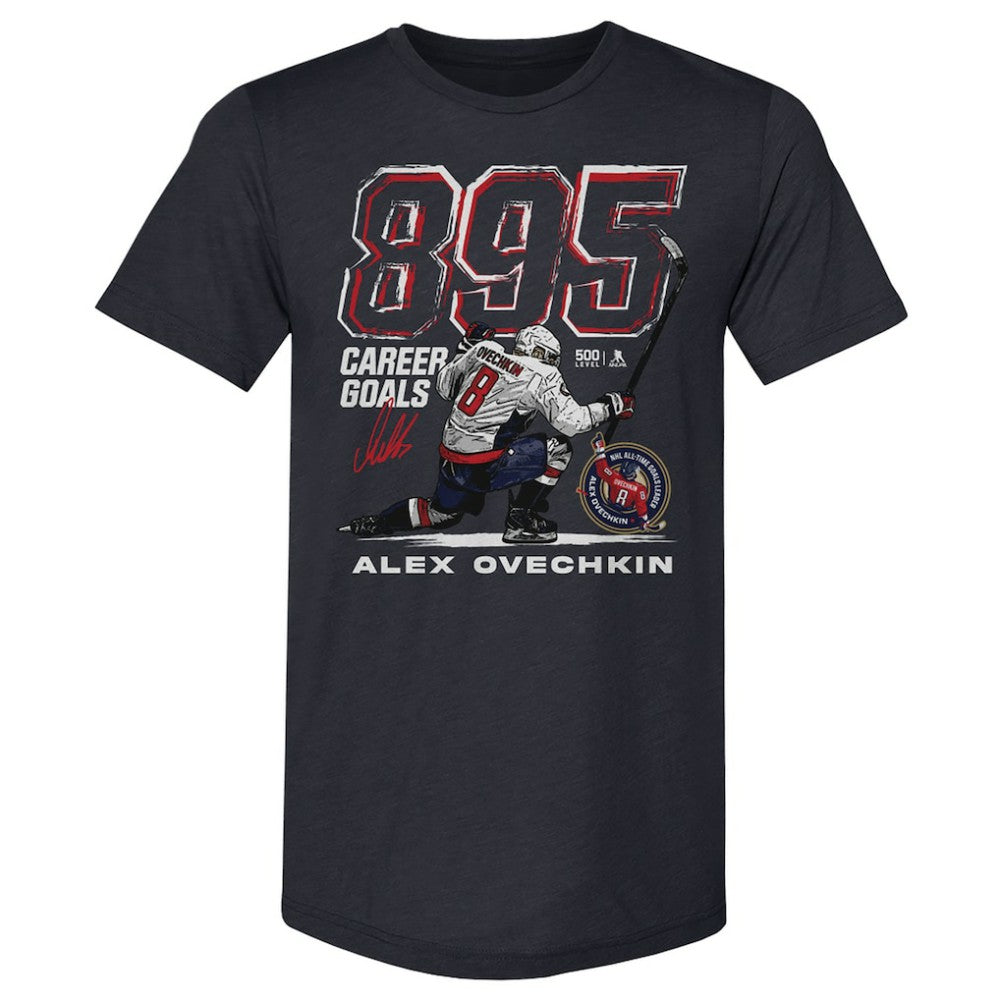 Alexander Ovechkin Washington Capitals 500 Level NHL All-Time Leading Goal Scorer Tri-Blend Grunge T-Shirt - Navy - NHL 203089727
